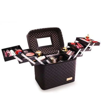 Professional Large Capacity Makeup Bag with Mirror
